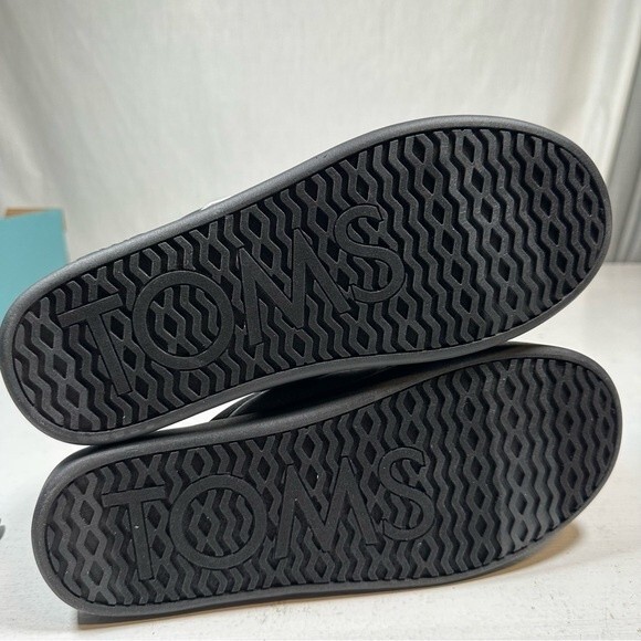 Toms Slippers Mens 7 Harbor Black Distressed Twill Slip On Mules Hard Sole - Picture 7 of 13